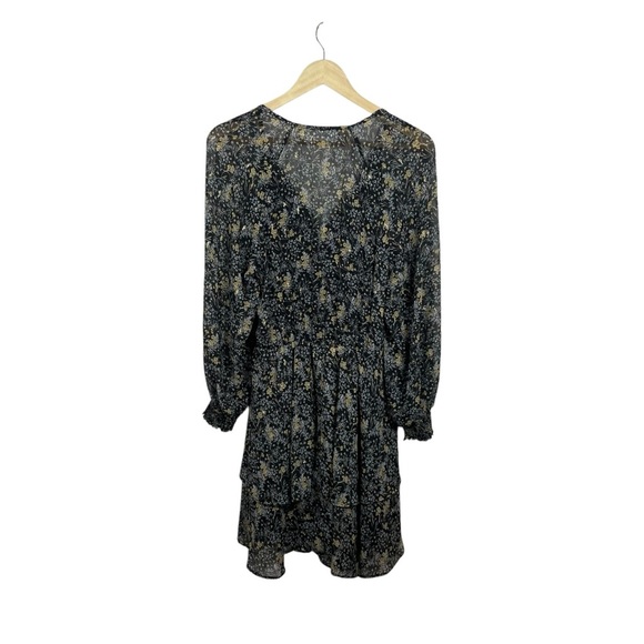NWOT ASTR The Label Faux Wrap Blouson Chiffon Dress in Black/Gold Size M - Picture 17 of 17